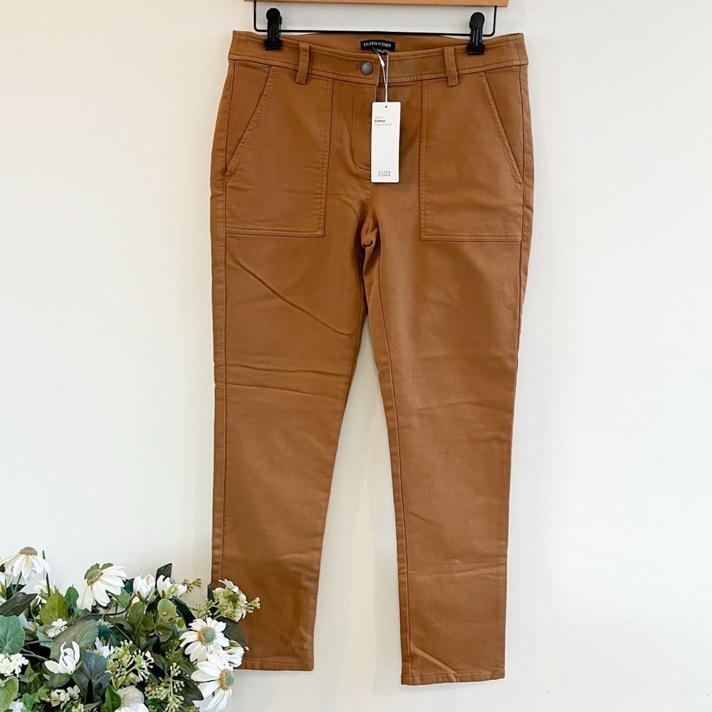 NWT Eileen Fisher Organic Cozy Stretch Slim Pants Dark Clay Size 4 - Picture 6 of 11